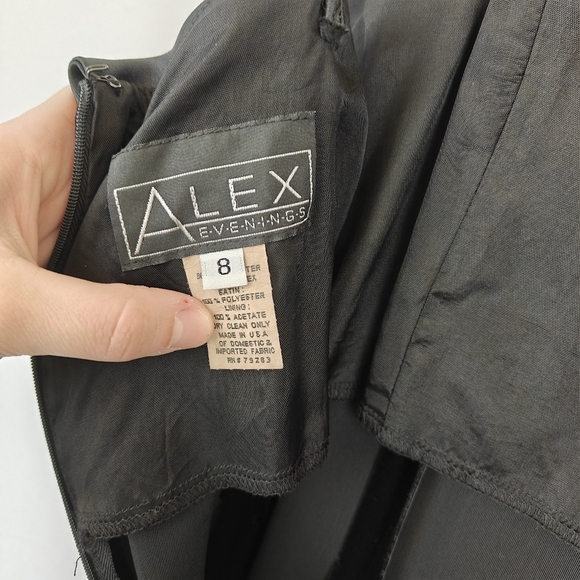 Alex Evenings Vintage Black Velvet Satin Flap Maxi Evening Gown Size 8 - Picture 10 of 11